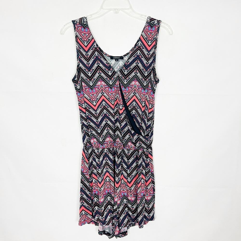 Ambiance Chevron Print Boho Romper Size Medium